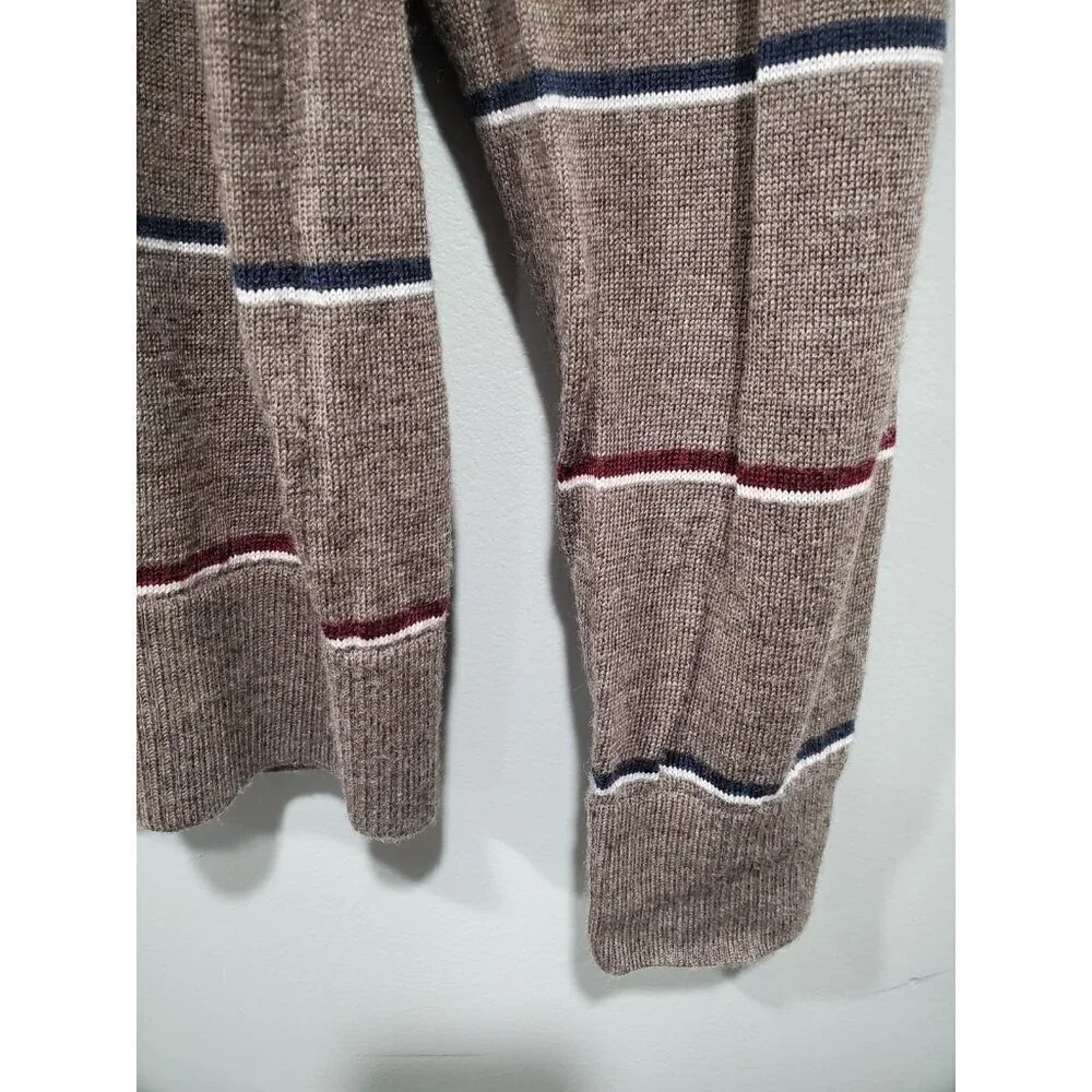 Banana Republic Mens Brown 100% Merino Wool Sweater Crew Neck Striped Sz L